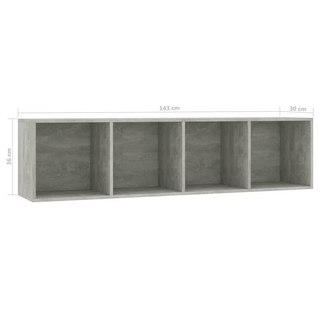 Book Cabinet/TV Cabinet Concrete Grey 143x30x36 cm - Giant Lobelia