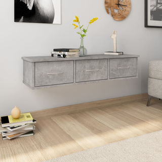 Wall-mounted Drawer Shelf Concrete Grey 88x26x18.5 cm Engineered Wood - Giant Lobelia