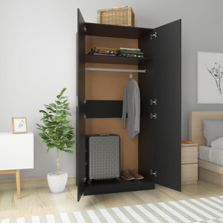 vidaXL Wardrobe Black 90x52x200 cm Engineered Wood - Giant Lobelia