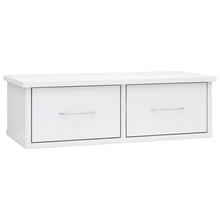 vidaXL Wall-mounted Drawer Shelf High Gloss White 60x26x18.5 cm Engineered Wood - Giant Lobelia