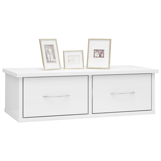 vidaXL Wall-mounted Drawer Shelf High Gloss White 60x26x18.5 cm Engineered Wood - Giant Lobelia