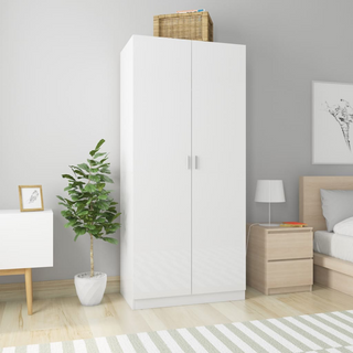 vidaXL Wardrobe High Gloss White 90x52x200 cm Engineered Wood - Giant Lobelia