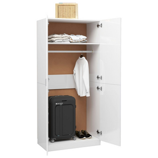 vidaXL Wardrobe High Gloss White 90x52x200 cm Engineered Wood - Giant Lobelia