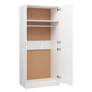 vidaXL Wardrobe High Gloss White 90x52x200 cm Engineered Wood - Giant Lobelia