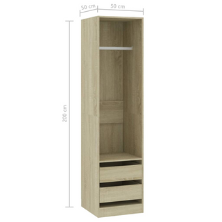 vidaXL Wardrobe with Drawers Sonoma Oak 50x50x200 cm Engineered Wood - Giant Lobelia