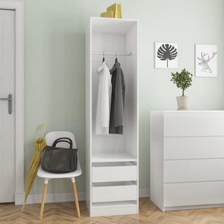 vidaXL Wardrobe with Drawers High Gloss White 50x50x200 cm Engineered Wood - Giant Lobelia