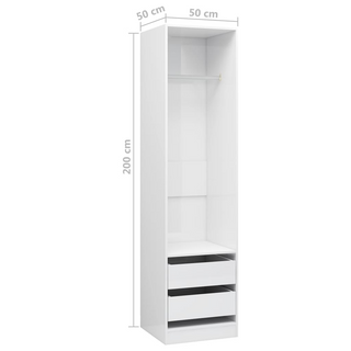 vidaXL Wardrobe with Drawers High Gloss White 50x50x200 cm Engineered Wood - Giant Lobelia