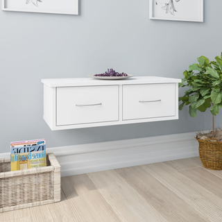 vidaXL Wall-mounted Drawer Shelf White 60x26x18.5 cm Engineered Wood - Giant Lobelia