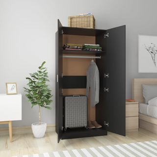 vidaXL Wardrobe Black 80x52x180 cm Engineered Wood - Giant Lobelia