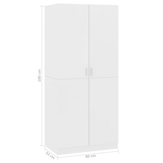 vidaXL Wardrobe White 80x52x180 cm Engineered Wood - Giant Lobelia