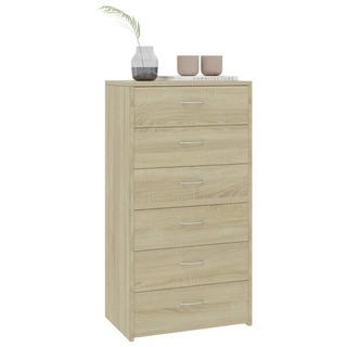 vidaXL Sideboard with 6 Drawers Sonoma Oak 50x34x96 cm Engineered Wood - Giant Lobelia