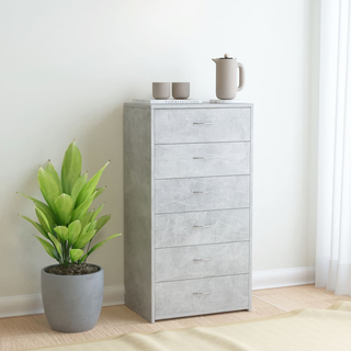 vidaXL Sideboard with 6 Drawers Concrete Grey 50x34x96 cm Engineered Wood - Giant Lobelia