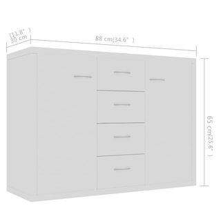 vidaXL Sideboard White 88x30x65 cm Engineered Wood - Giant Lobelia