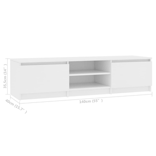 TV Cabinet White 140x40x35.5 cm Engineered Wood - Giant Lobelia