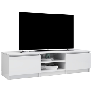 TV Cabinet High Gloss White 140x40x35.5 cm Engineered Wood - Giant Lobelia