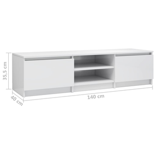 TV Cabinet High Gloss White 140x40x35.5 cm Engineered Wood - Giant Lobelia