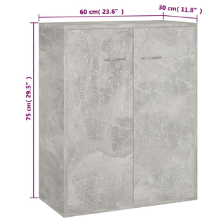 vidaXL Sideboard Concrete Grey 60x30x75 cm Engineered Wood - Giant Lobelia