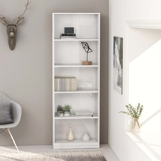 5-Tier Book Cabinet High Gloss White 60x24x175 cm Engineered Wood - Giant Lobelia