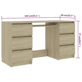 Writing Desk Sonoma Oak 140x50x77 cm Engineered Wood - Giant Lobelia