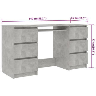 Writing Desk Concrete Grey 140x50x77 cm Engineered Wood - Giant Lobelia