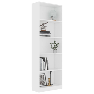 5-Tier Book Cabinet White 60x24x175 cm Engineered Wood - Giant Lobelia