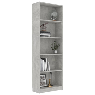 5-Tier Book Cabinet Concrete Grey 60x24x175 cm Engineered Wood - Giant Lobelia