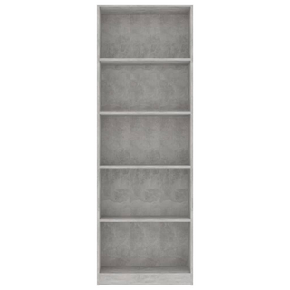 5-Tier Book Cabinet Concrete Grey 60x24x175 cm Engineered Wood - Giant Lobelia