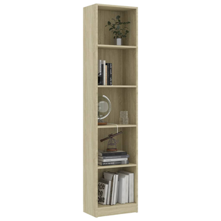 5-Tier Book Cabinet Sonoma Oak 40x24x175 cm Engineered Wood - Giant Lobelia