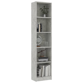 5-Tier Book Cabinet Concrete Grey 40x24x175 cm Engineered Wood - Giant Lobelia