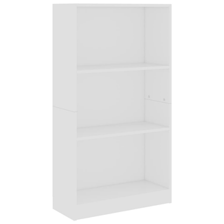 3-Tier Book Cabinet White 60x24x109 cm Engineered Wood - Giant Lobelia