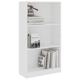 3-Tier Book Cabinet White 60x24x109 cm Engineered Wood - Giant Lobelia