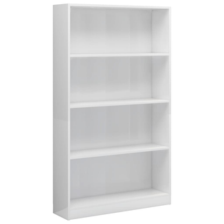 4-Tier Book Cabinet High Gloss White 80x24x142 cm Engineered Wood - Giant Lobelia