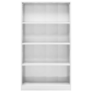 4-Tier Book Cabinet High Gloss White 80x24x142 cm Engineered Wood - Giant Lobelia