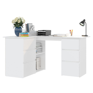 vidaXL Corner Desk White 145x100x76 cm Engineered Wood - Giant Lobelia