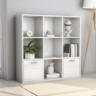 Book Cabinet High Gloss White 98x30x98 cm Engineered Wood - Giant Lobelia