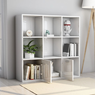 Book Cabinet High Gloss White 98x30x98 cm Engineered Wood - Giant Lobelia