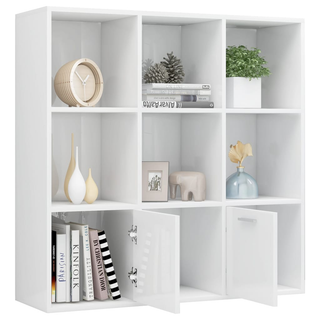 Book Cabinet High Gloss White 98x30x98 cm Engineered Wood - Giant Lobelia