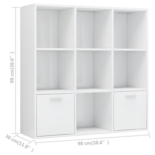 Book Cabinet High Gloss White 98x30x98 cm Engineered Wood - Giant Lobelia