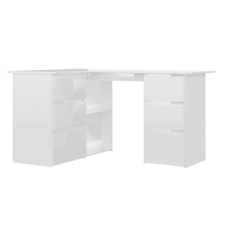 Corner Desk High Gloss White 145x100x76 cm Engineered Wood - Giant Lobelia