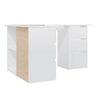 Corner Desk High Gloss White 145x100x76 cm Engineered Wood - Giant Lobelia