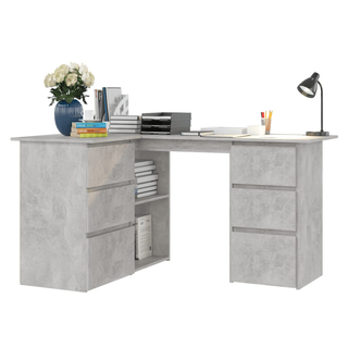 vidaXL Corner Desk Concrete Grey 145x100x76 cm Engineered Wood - Giant Lobelia