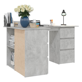 vidaXL Corner Desk Concrete Grey 145x100x76 cm Engineered Wood - Giant Lobelia