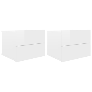 Bedside Cabinets 2 pcs High Gloss White 40x30x30 cm Engineered Wood - Giant Lobelia