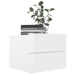 Bedside Cabinets 2 pcs High Gloss White 40x30x30 cm Engineered Wood - Giant Lobelia