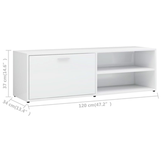 TV Cabinet High Gloss White 120x34x37 cm Engineered Wood - Giant Lobelia