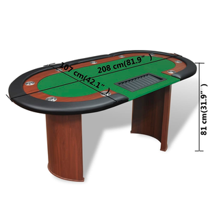 10-Player Poker Table with Dealer Area and Chip Tray Green - Giant Lobelia