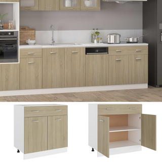 Drawer Bottom Cabinet Sonoma Oak 80x46x81.5 cm Engineered Wood - Giant Lobelia