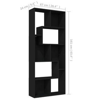 Book Cabinet Black 67x24x161 cm Engineered Wood - Giant Lobelia