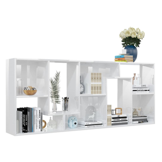 Book Cabinet High Gloss White 67x24x161 cm Engineered Wood - Giant Lobelia