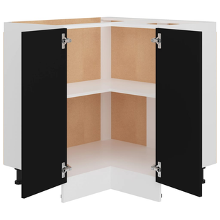 vidaXL Corner Bottom Cabinet Black 75.5x75.5x81.5 cm Engineered Wood - Giant Lobelia